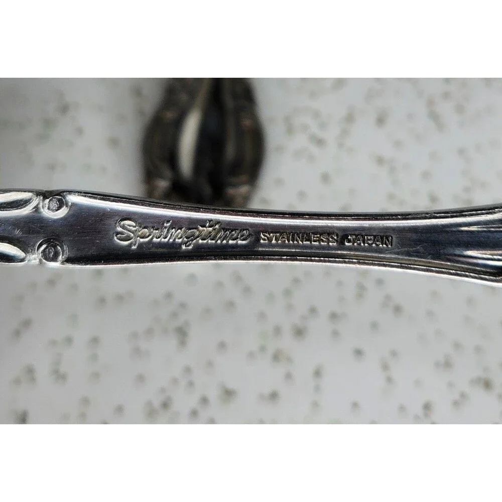 Springtime Stainless Japan Floral Pattern Gravy Ladle & Serving Spoon Flatware